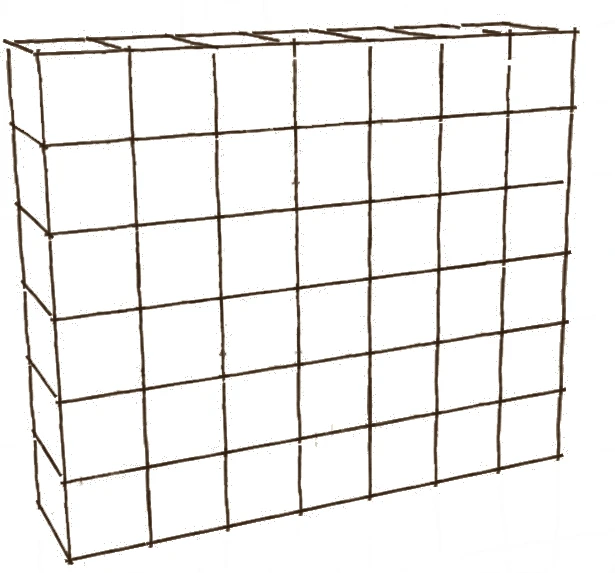 Book illustration of small timber blocks in regular courses.